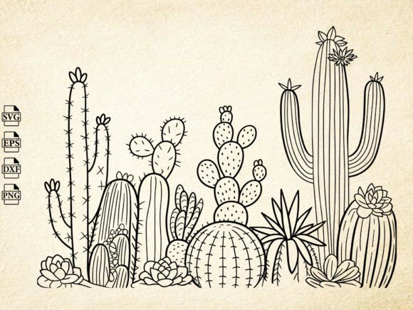 Download Cactus SVG, Hand Drawn Desert Clipart - Hand drawn Collection