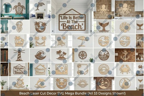 Download Beach Laser Cut Decor SVG Mega Bundle - Bundle Collection