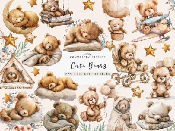 Download Teddy Bear Bundle, Boho Nursery Clipart, - Bundle Collection