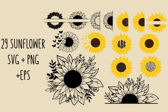 Download Sunflower SVG Bundle Outline Artwork - Bundle Collection
