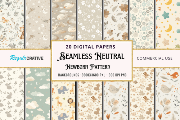 Download Seamless Neutral Newborn Pattern Bundle - Bundle Collection