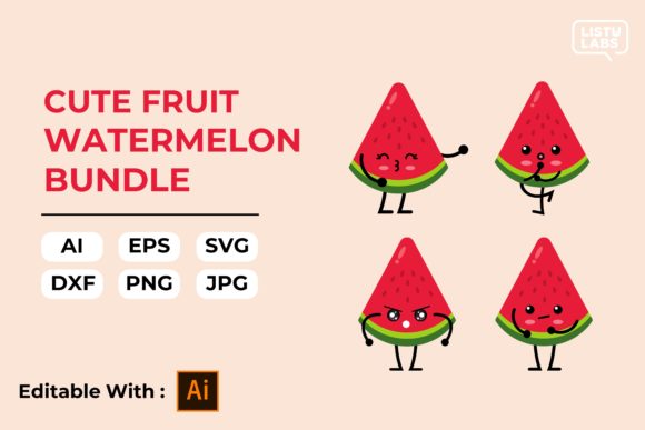 Download Cute Fruit Kawaii Bundle – Watermelon #5 - Bundle Collection