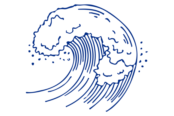 Download Sea Wave Line Drawing. Blue Storm Water - Drawing Collection