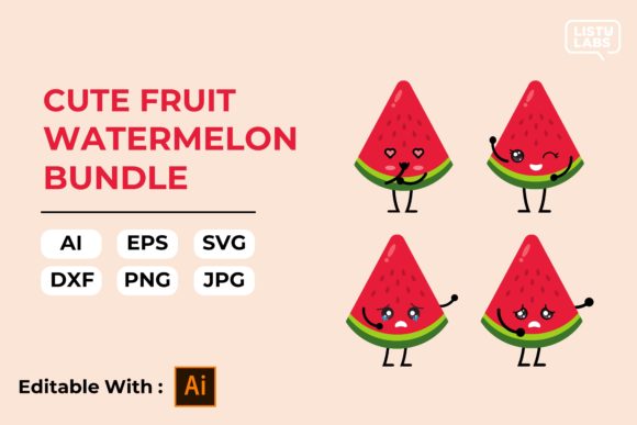 Download Cute Fruit Kawaii Bundle – Watermelon #6 - Bundle Collection