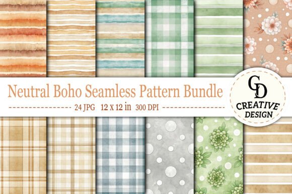 Download Neutral Boho Seamless Pattern Bundle - Bundle Collection