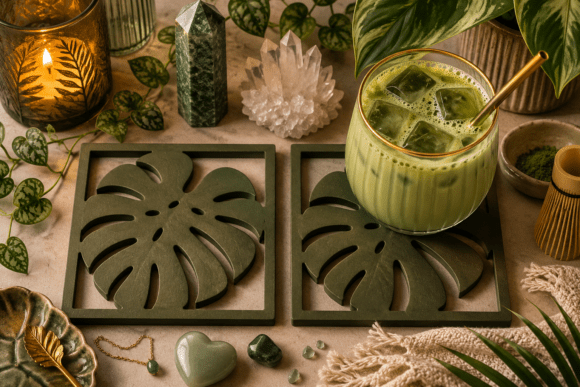 Download Hand Drawn Monstera Coaster STL 3D Print - Hand drawn Collection