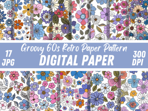 Download Funky Hand Drawn 60s Retro Paper Pattern - Hand drawn Collection