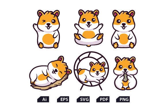 Download Cute Hamster Kawaii Bundle SVG - Bundle Collection