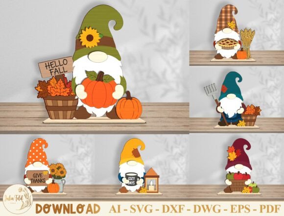 Download Fall Gnome Table Decor SVG Bundle - Bundle Collection