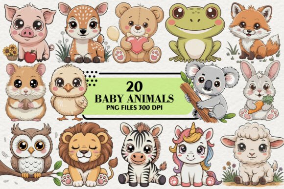 Download Kawaii Baby Animals Clipart Bundle - Bundle Collection
